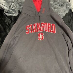 Stanford College Gray and Red Men's Hoodie